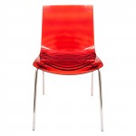 LeisureMod Astor Water Ripple Design Dining Chair, Transparent Red, AC20TR