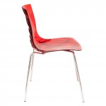 LeisureMod Astor Water Ripple Design Dining Chair, Transparent Red, AC20TR