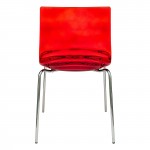 LeisureMod Astor Water Ripple Design Dining Chair, Transparent Red, AC20TR