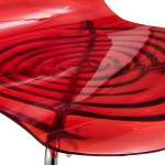 LeisureMod Astor Water Ripple Design Dining Chair, Transparent Red, AC20TR