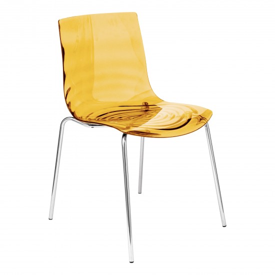 LeisureMod Astor Water Ripple Design Dining Chair, Transparent Orange, AC20OR