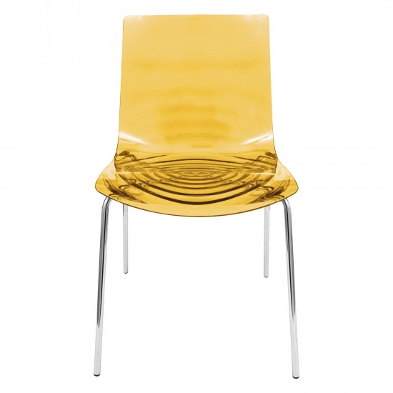 LeisureMod Astor Water Ripple Design Dining Chair, Transparent Orange, AC20OR