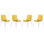 Astor Water Ripple Design Dining Chair Set of 4, Transparent Orange, AC20OR4