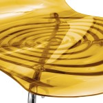 Astor Water Ripple Design Dining Chair Set of 4, Transparent Orange, AC20OR4