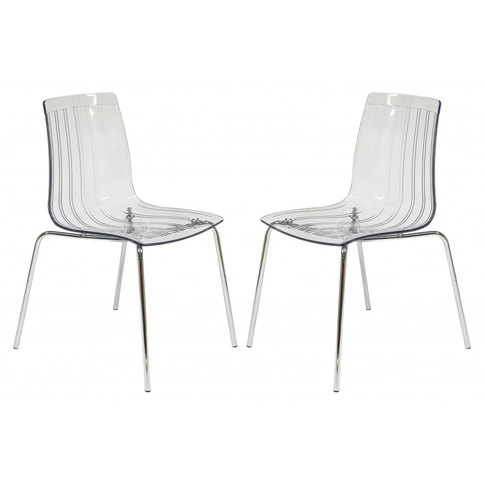 LeisureMod Ralph Dining Chair in Clear, Set of 2, Clear, RP20CL2