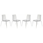 LeisureMod Ralph Dining Chair in Clear, Set of 4, Clear, RP20CL4