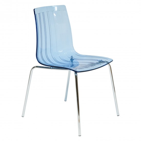 LeisureMod Ralph Dining Chair in Transparent Blue, Transparent Blue, RP20TBU