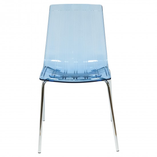 LeisureMod Ralph Dining Chair in Transparent Blue, Transparent Blue, RP20TBU