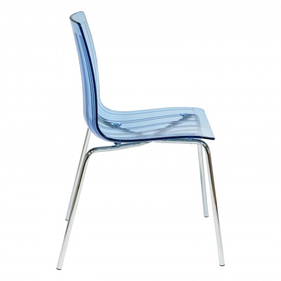 LeisureMod Ralph Dining Chair in Transparent Blue, Transparent Blue, RP20TBU