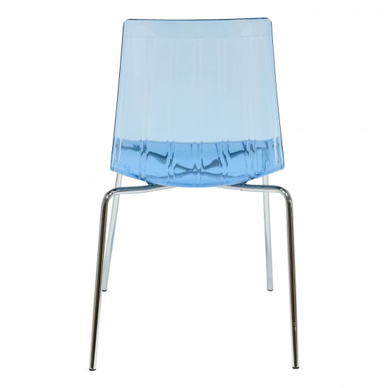 LeisureMod Ralph Dining Chair in Transparent Blue, Transparent Blue, RP20TBU