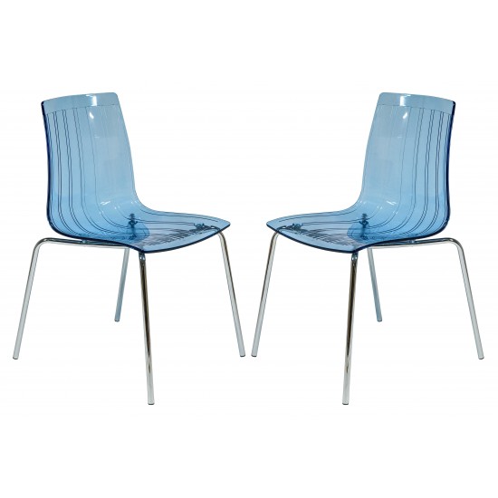 Ralph Dining Chair in Transparent Blue, Set of 2, Transparent Blue, RP20TBU2