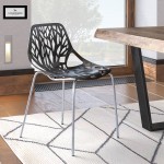 LeisureMod Modern Asbury Dining Chair w/ Chromed Legs, Black, AC16BL