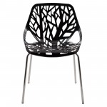 LeisureMod Modern Asbury Dining Chair w/ Chromed Legs, Black, AC16BL