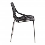 LeisureMod Modern Asbury Dining Chair w/ Chromed Legs, Black, AC16BL