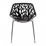 LeisureMod Modern Asbury Dining Chair w/ Chromed Legs, Black, AC16BL