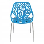 LeisureMod Modern Asbury Dining Chair w/ Chromed Legs, Blue, AC16BU