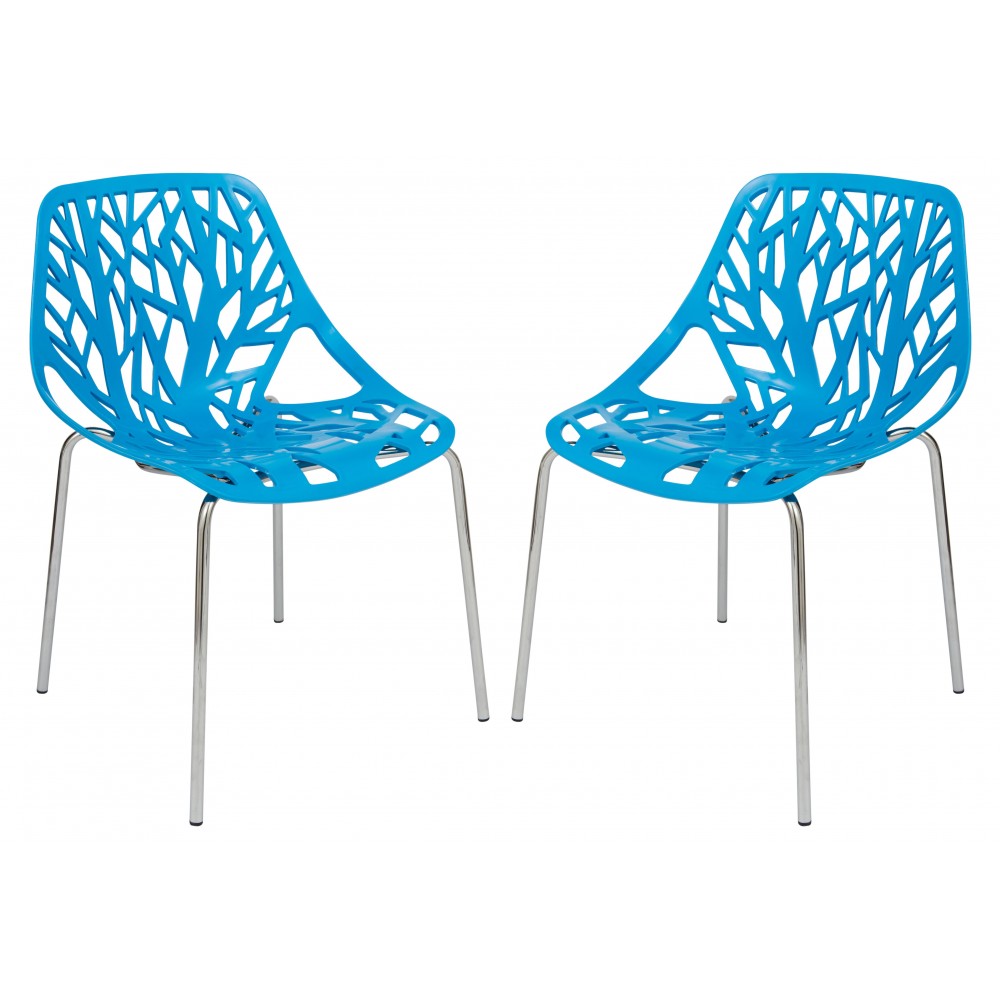 LeisureMod Modern Asbury Dining Chair w/ Chromed Legs, Set of 2, Blue, AC16BU2 LeisureMod Modern Asbury Dining Chair w/ Chromed Legs, Set of 2, Blue, AC16BU2