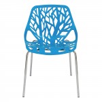 LeisureMod Modern Asbury Dining Chair w/ Chromed Legs, Set of 2, Blue, AC16BU2