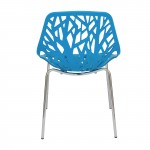 LeisureMod Modern Asbury Dining Chair w/ Chromed Legs, Set of 2, Blue, AC16BU2