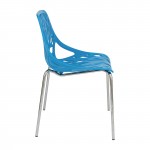 LeisureMod Modern Asbury Dining Chair w/ Chromed Legs, Set of 2, Blue, AC16BU2
