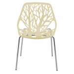 LeisureMod Modern Asbury Dining Chair w/ Chromed Legs, Cream, AC16CR