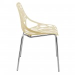 LeisureMod Modern Asbury Dining Chair w/ Chromed Legs, Cream, AC16CR