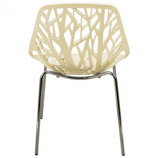 LeisureMod Modern Asbury Dining Chair w/ Chromed Legs, Cream, AC16CR