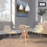 LeisureMod Modern Asbury Dining Chair w/ Chromed Legs, Set of 2, Cream, AC16CR2