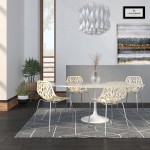 LeisureMod Modern Asbury Dining Chair w/ Chromed Legs, Set of 4, Cream, AC16CR4