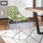 LeisureMod Modern Asbury Dining Chair w/ Chromed Legs, Green, AC16G