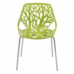 LeisureMod Modern Asbury Dining Chair w/ Chromed Legs, Set of 2, Green, AC16G2
