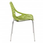 LeisureMod Modern Asbury Dining Chair w/ Chromed Legs, Set of 2, Green, AC16G2