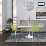 LeisureMod Modern Asbury Dining Chair w/ Chromed Legs, Set of 4, Green, AC16G4