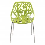 LeisureMod Modern Asbury Dining Chair w/ Chromed Legs, Set of 4, Green, AC16G4