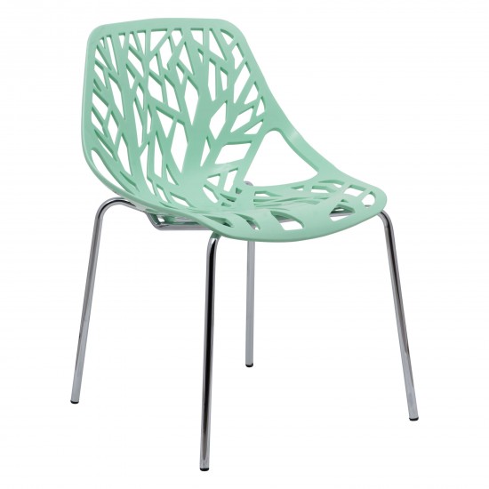 LeisureMod Modern Asbury Dining Chair w/ Chromed Legs, Mint, AC16MT