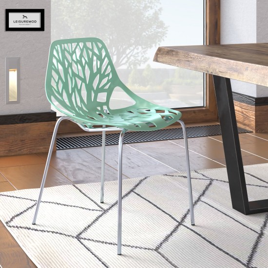 LeisureMod Modern Asbury Dining Chair w/ Chromed Legs, Mint, AC16MT