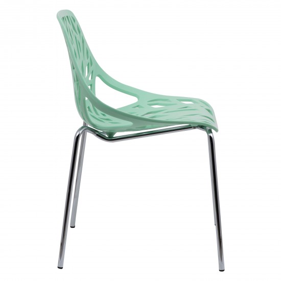 LeisureMod Modern Asbury Dining Chair w/ Chromed Legs, Mint, AC16MT