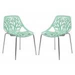 LeisureMod Modern Asbury Dining Chair w/ Chromed Legs, Set of 2, Mint, AC16MT2