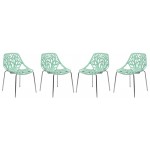 LeisureMod Modern Asbury Dining Chair w/ Chromed Legs, Set of 4, Mint, AC16MT4