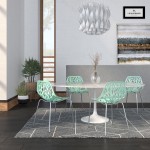 LeisureMod Modern Asbury Dining Chair w/ Chromed Legs, Set of 4, Mint, AC16MT4