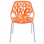 LeisureMod Modern Asbury Dining Chair w/ Chromed Legs, Orange, AC16OR