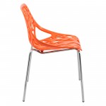 LeisureMod Modern Asbury Dining Chair w/ Chromed Legs, Orange, AC16OR