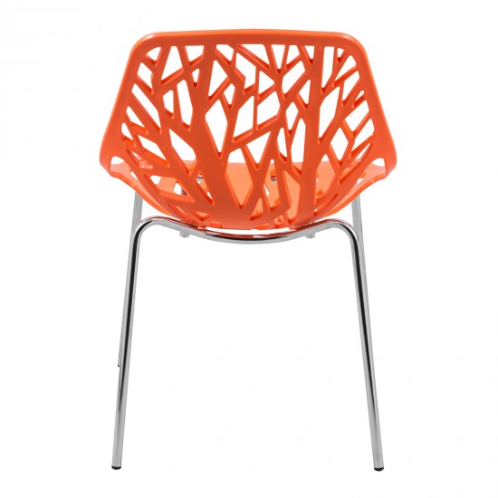 LeisureMod Modern Asbury Dining Chair w/ Chromed Legs, Orange, AC16OR