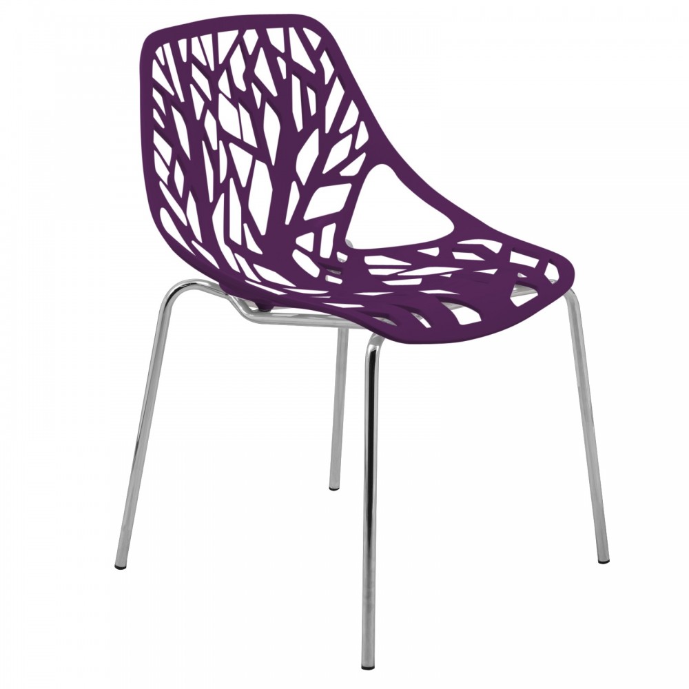 LeisureMod Modern Asbury Dining Chair w/ Chromed Legs, Purple, AC16PR