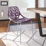 LeisureMod Modern Asbury Dining Chair w/ Chromed Legs, Purple, AC16PR