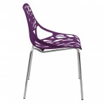 LeisureMod Modern Asbury Dining Chair w/ Chromed Legs, Set of 4, Purple, AC16PR4