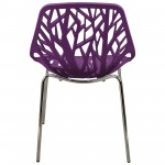 LeisureMod Modern Asbury Dining Chair w/ Chromed Legs, Set of 4, Purple, AC16PR4