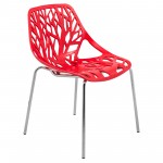 LeisureMod Modern Asbury Dining Chair w/ Chromed Legs, Red, AC16R