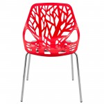 LeisureMod Modern Asbury Dining Chair w/ Chromed Legs, Set of 2, Red, AC16R2