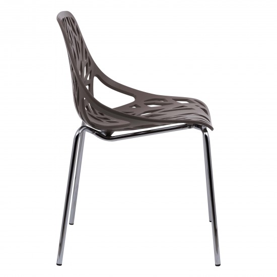 LeisureMod Modern Asbury Dining Chair w/ Chromed Legs, Taupe, AC16TP